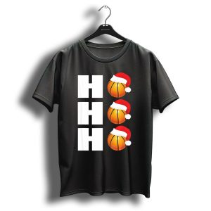 Ho Ho Ho Santa Hat Basketballs Christmas Holiday T Shirt