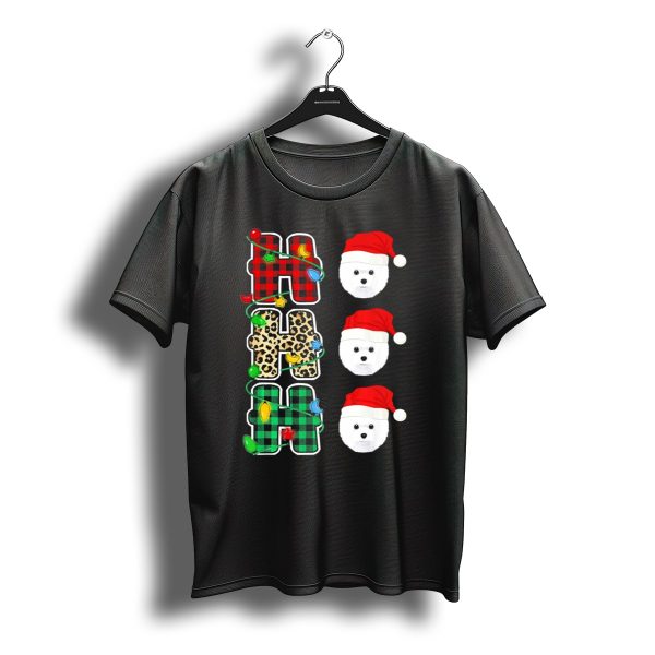 Ho Ho Ho Santa Hat Bichon Frise Plaid And Leopard Christmas Lights T Shirt t shirt 1