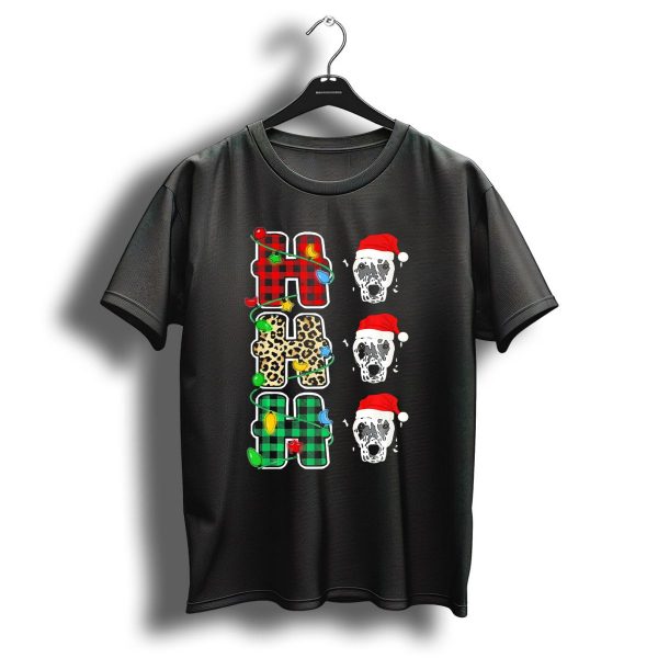 Ho Ho Ho Santa Hat Dalmatian Leopard Christmas Lights T Shirt 1 t shirt 1