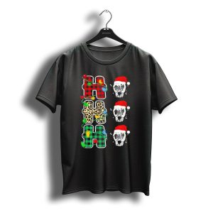 Ho Ho Ho Santa Hat Dalmatian Leopard Christmas Lights T-Shirt