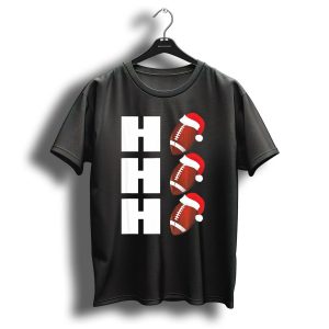 Ho Ho Ho Santa Hat Football Christmas Humor T Shirt