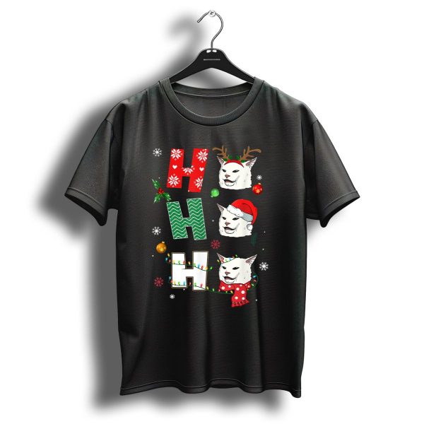 Ho Ho Ho Smudge Cat Santa Hat Reindeer Antlers Christmas Ornaments Snowflakes Xmas X4 T Shirt 1 t shirt 1