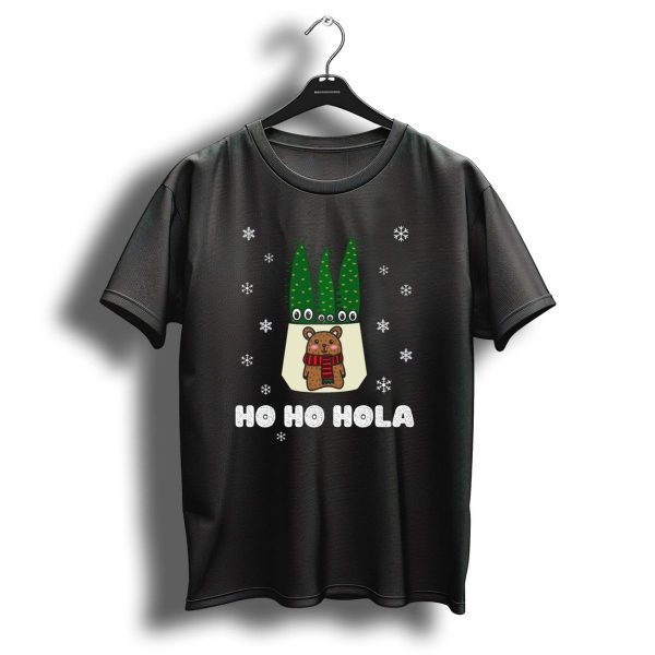 Ho Ho Hola Christmas Bear With Cacti In Snowflakes T Shirt 1 t shirt 1