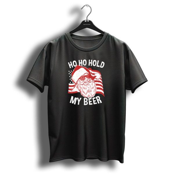 Ho Ho Hold My Beer Santa Christmas In July Usa Flag T Shirt 1 t shirt 1