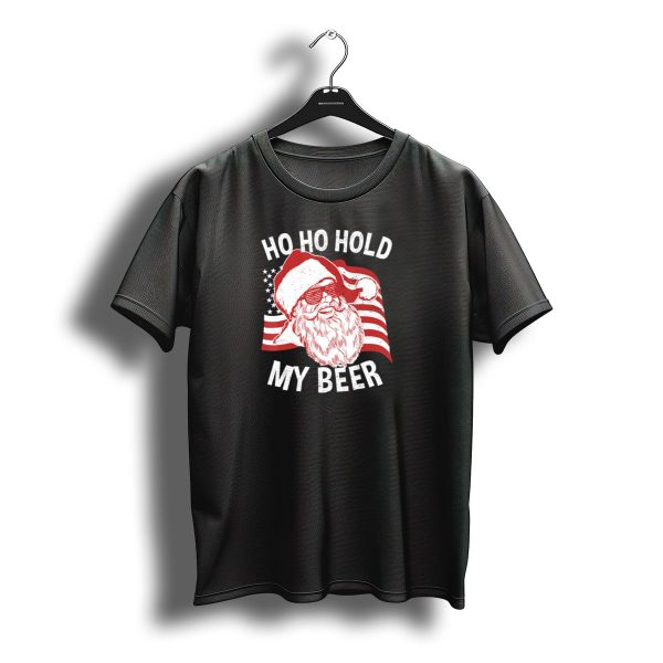 Ho Ho Hold My Beer Santa Christmas In July Usa Flag T Shirt t shirt 1
