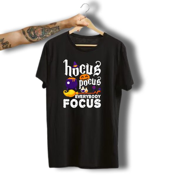 Hocus Pocus Everybody Focus Funny Halloween Costume Cauldron Pumpkin Broom Bat Potions T Shirt t shirt 1