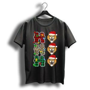 Hohoho Santa Hat Lion Leopard Plaid Christmas Lights T Shirt