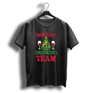 Holiday Drinking Team Christmas Wine Glasses Tree T Shirt
