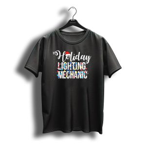 Holiday Lighting Mechanic Santa Hat Christmas Lights T-Shirt