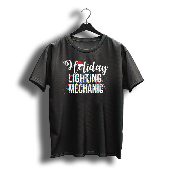 Holiday Lighting Mechanic Santa Hat Christmas Lights T Shirt t shirt 1