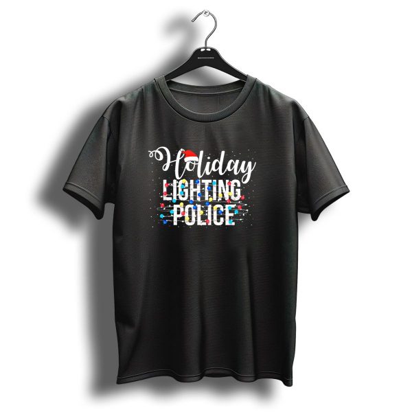 Holiday Lighting Police Christmas Light Santa Hat T Shirt 1 t shirt 1