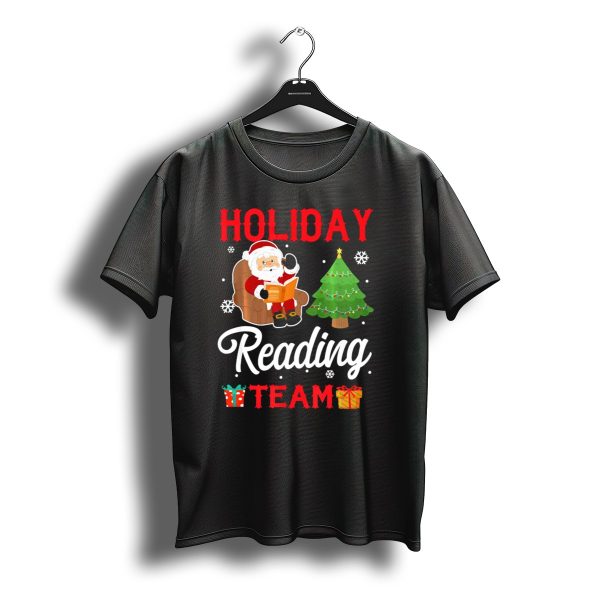 Holiday Reading Team Santa Claus Christmas Tree Gifts Snowflakes T Shirt t shirt 1