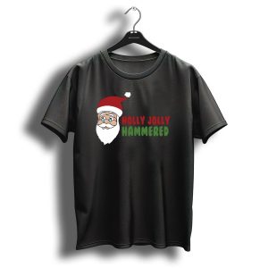 Holly Jolly Hammered Santa Hat Christmas Fun T Shirt