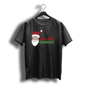 Holly Jolly Hammered Santa Hat Christmas Fun T-Shirt
