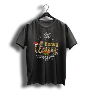 Honey Claus Leopard Christmas Star Snowflakes Santa Hat T-Shirt