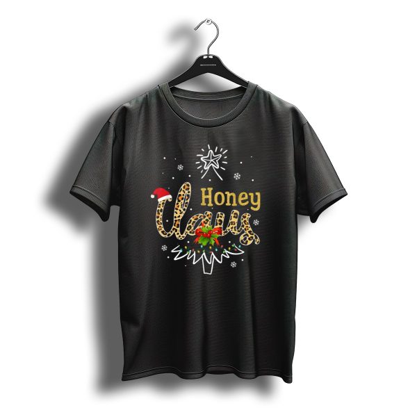 Honey Claus Leopard Christmas Star Snowflakes Santa Hat T Shirt t shirt 1