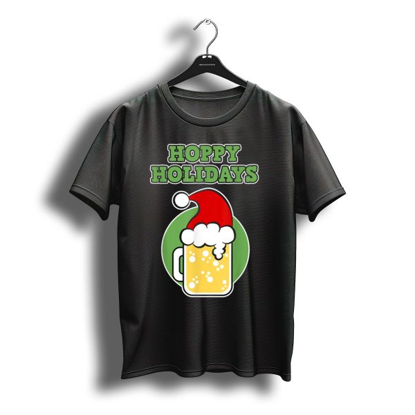 Hoppy Holidays Christmas Beer Santa Hat Cheer T Shirt t shirt 1