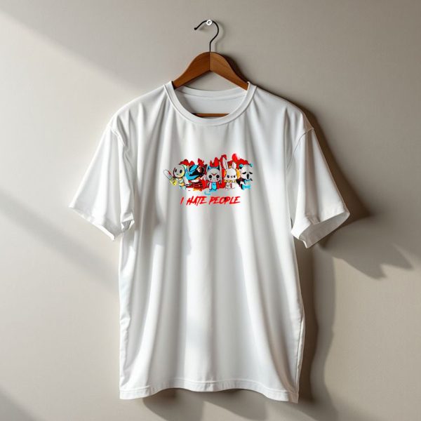 Horror Halloween Chibi Characters I Hate People Chainsaw Knife Balloon T Shirt t shirt 1