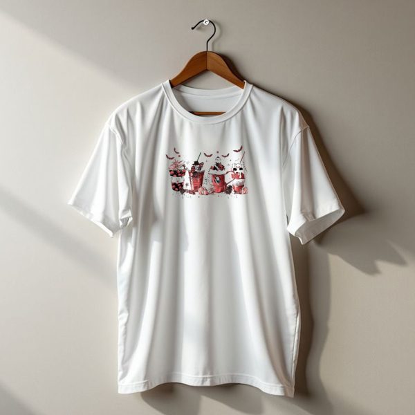 Horror Halloween Pumpkin Cat Bat Coffee Cups T Shirt t shirt 1