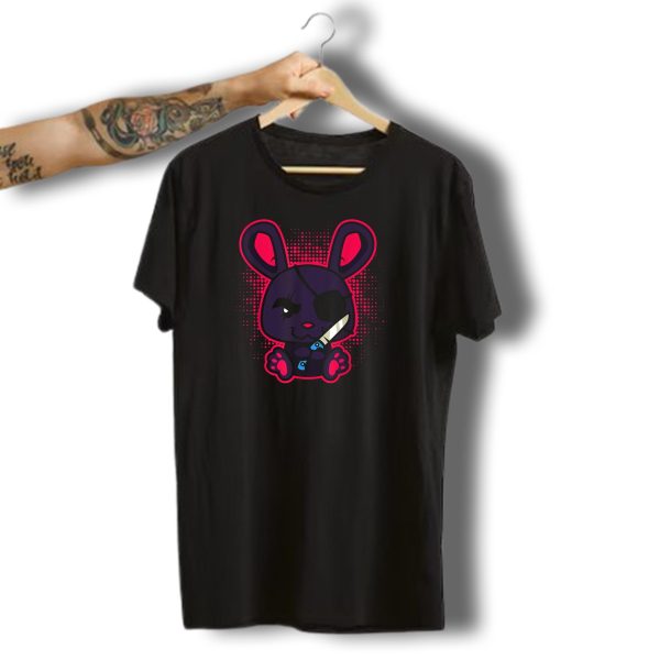 Horror Rabbit Halloween Evil Cuddly Graveyard Knife Eyepatch T Shirt t shirt 1