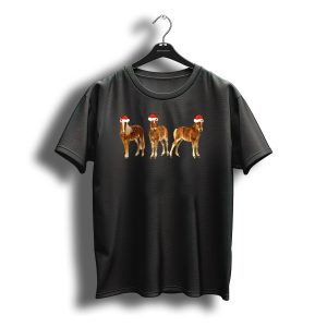 Horse Christmas Light Animals Cowboy Holiday Horses With Santa Hats T-Shirt