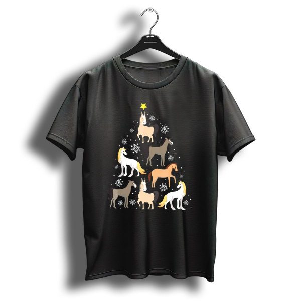 Horse Christmas Tree Cute Equestrian Snowflakes T Shirt 1 t shirt 1
