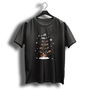Horse Christmas Tree Snowflakes Lights T Shirt