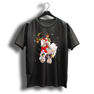 Horse Santa Hat Reindeer Lights Christmas Snowflakes T Shirt