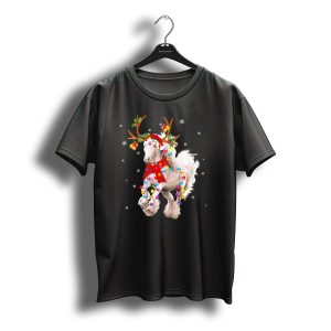 Horse Santa Hat Reindeer Lights Christmas Snowflakes T-Shirt