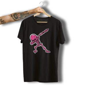 Hot Pink Glitter Dabbing Skeleton Halloween Hip Hop Dab T-Shirt