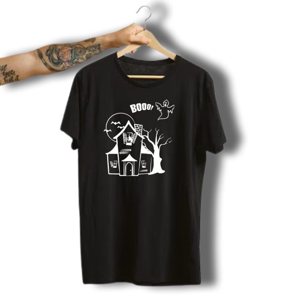 House Of Nightmare Boo Ghost Halloween Haunted House Moon Tree T Shirt t shirt 1