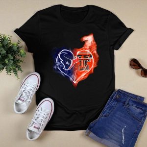 Houston Texans And Texas Tech Red Raiders Heart T-Shirt
