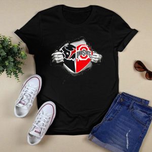 Houston Texans Ohio State Buckeyes Logo Fusion Tear T Shirt