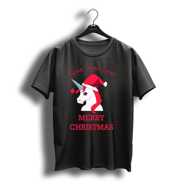 How How How Unicorn Merry Christmas Santa Hat T Shirt t shirt 1