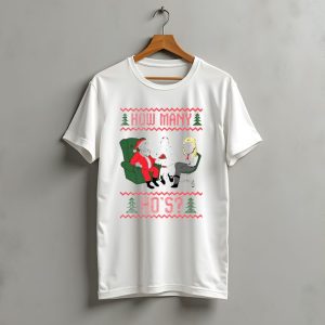 How Many Ho'S Santa Chair Christmas T-Shirt
