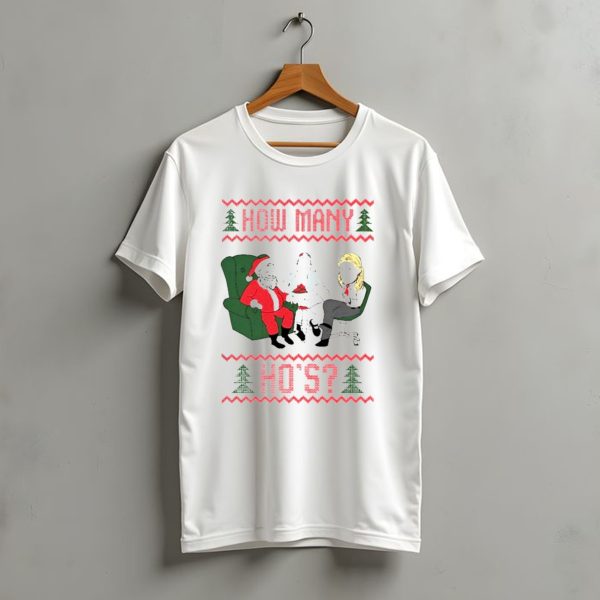 How Many Hos Santa Chair Christmas T Shirt t shirt 1