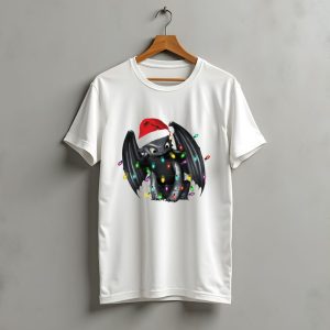 How To Train Your Dragon Zn 297 Toothless Christmas Lights Santa Hat T-Shirt