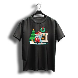 Humorous Christmas Bjj Santa Chokehold By Fireplace T-Shirt
