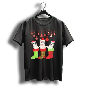 Husky Dog Funny Christmas Socks Xmas Cute Santa Hats Ornaments T-Shirt