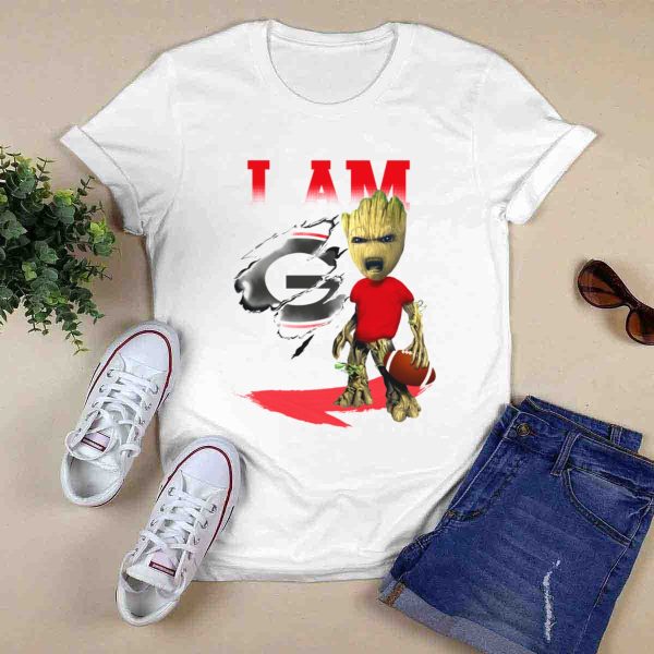I AM Georgia Bulldogs Groot Holding Football T Shirt 0