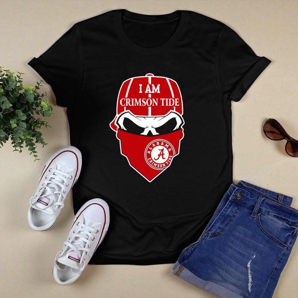 I Am Crimson Tide Alabama Crimson Tide Skull T Shirt Style 1 Black 1