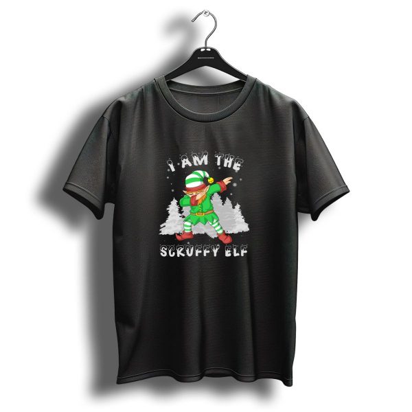I Am The Scruffy Elf Dabbing Green And White Christmas Costume Snowy Trees T Shirt 1 t shirt 1