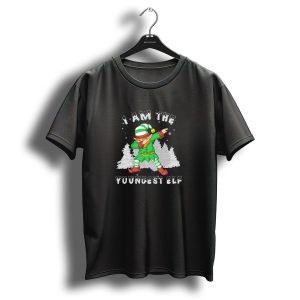 I Am The Youngest Elf Dabbing Christmas Scene T-Shirt