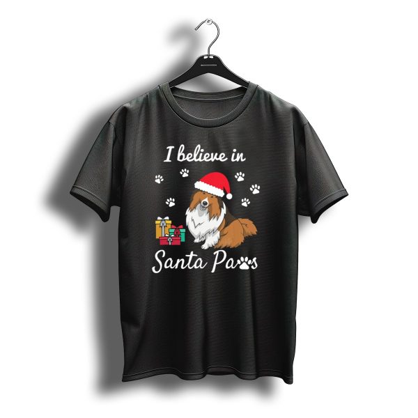 I Believe In Santa Paws Adorable Sheltie Christmas T Shirt t shirt 1