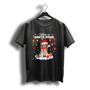 I Believe In Santa Paws Cavalier King Charles Christmas T-Shirt