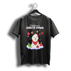 I Believe In Santa Paws Toy Poodle Christmas Sweater Hat Snowflakes T-Shirt