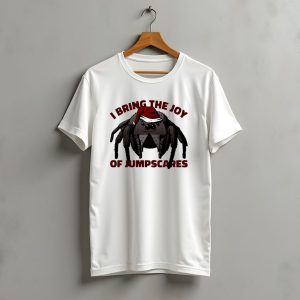 I Bring The Joy Of Jumpscares Christmas Spider With Santa Hat T-Shirt