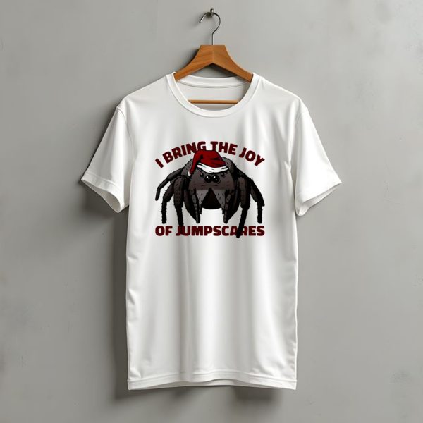 I Bring The Joy Of Jumpscares Christmas Spider With Santa Hat T Shirt t shirt 1