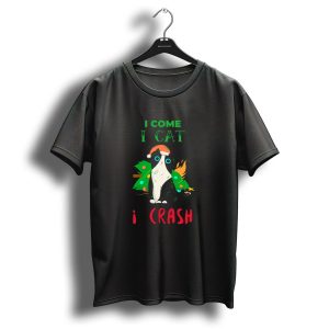 I Come I Cat I Crash Christmas Tree Cat Santa Hat T Shirt