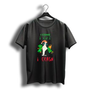 I Come I Cat I Crash Christmas Tree Cat Santa Hat T-Shirt